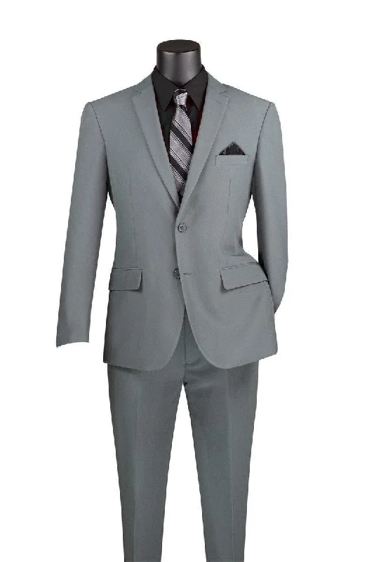 Elegant And Lazy Slim Fit 2 Piece Suit Color Medium Grey