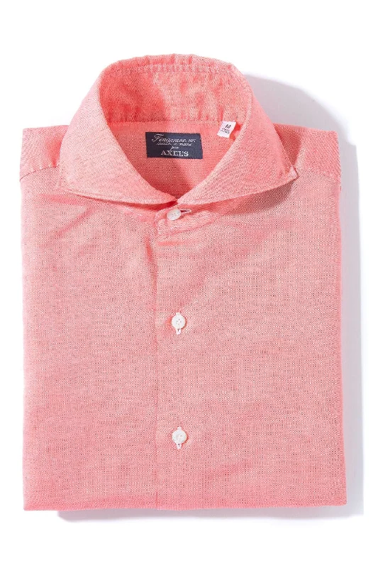 Youthful Street Fashion Andorra Carlo Riva Cotton Linen Shirt In Red