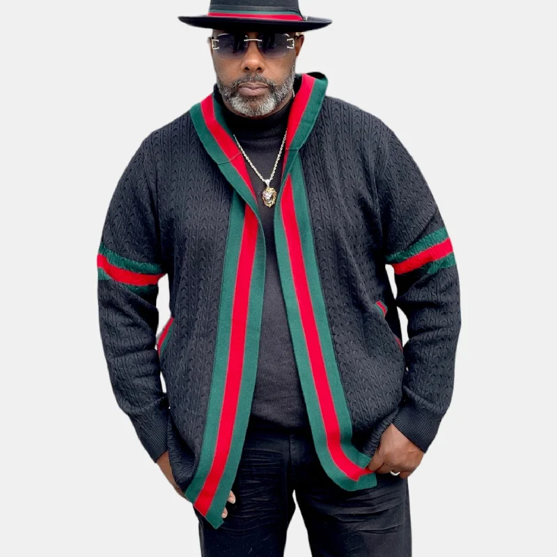 Relaxed Fit Prestige "Bugatchi2.0" 3/4 Length Hoodie (Black/Red/Green) 475