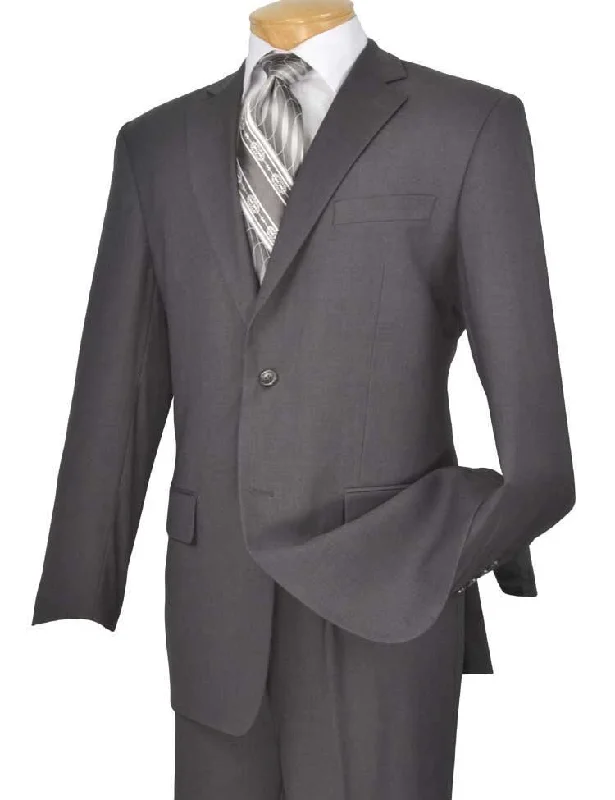 Easy Wear Chic Executive Classic Fit  Two Piece Suit Color Solid Gray