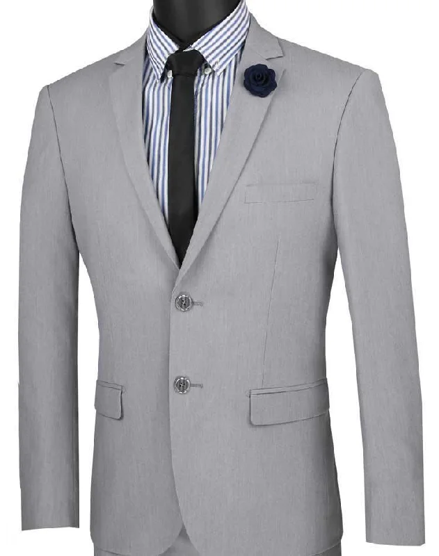 Knowledge And Elegance Ultra Slim Fit Stretch 2 Piece Suit Color Gray