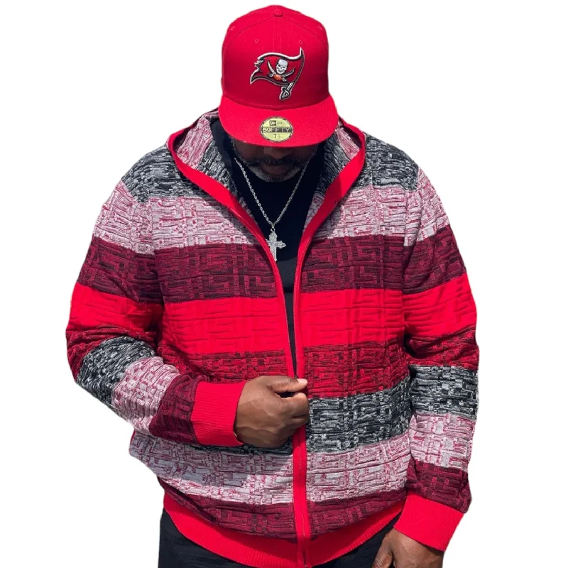 Effortless Dressing Prestige Full Zip "Uptown" Sweater (Red/Black/Grey) 420