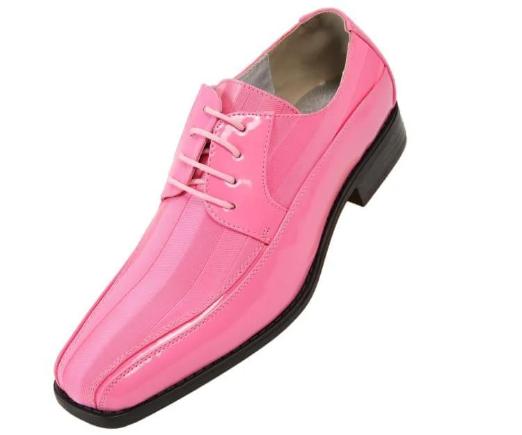 Trendy Casuals Men's Striped Satin and Matching Patent Upper Shoes Color Pink