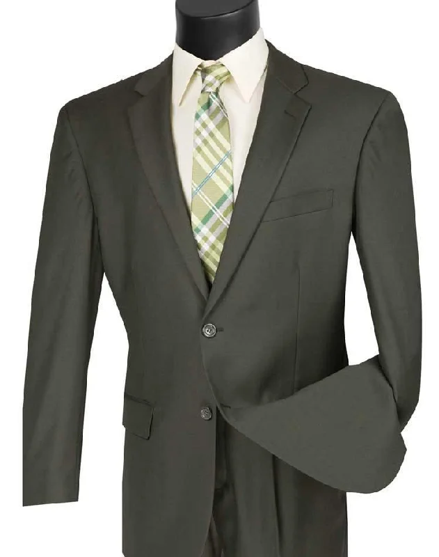 Stylish Casuals Executive Classic Fit Two Piece Suit Color Solid Olive