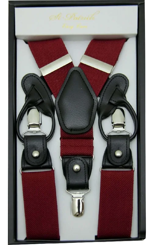 Breezy Comfort Burgundy Convertible Suspender Clip & Button