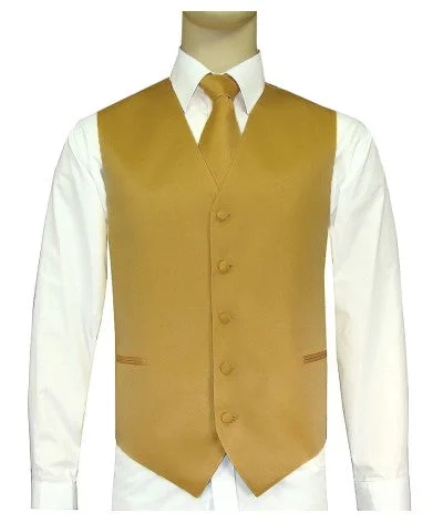 Elegant Temperament Men’s Satin Solid Vest, Tie & Hanky