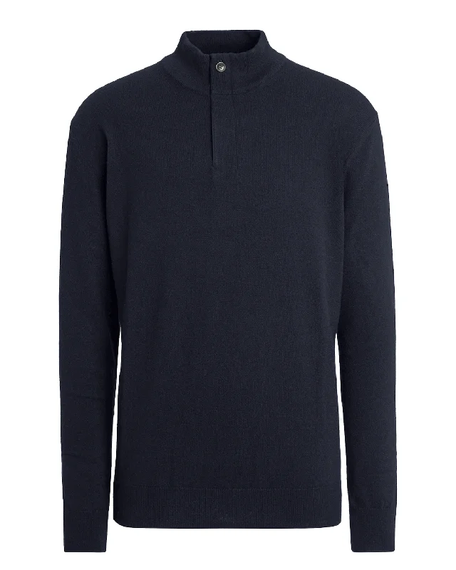 Carefree Style Navy Blue Oasi Cashmere Zip Mock Sweater