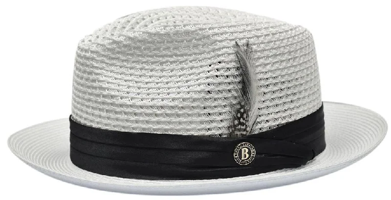 Practical Style White with Black Band Fedora Braided Straw Hat