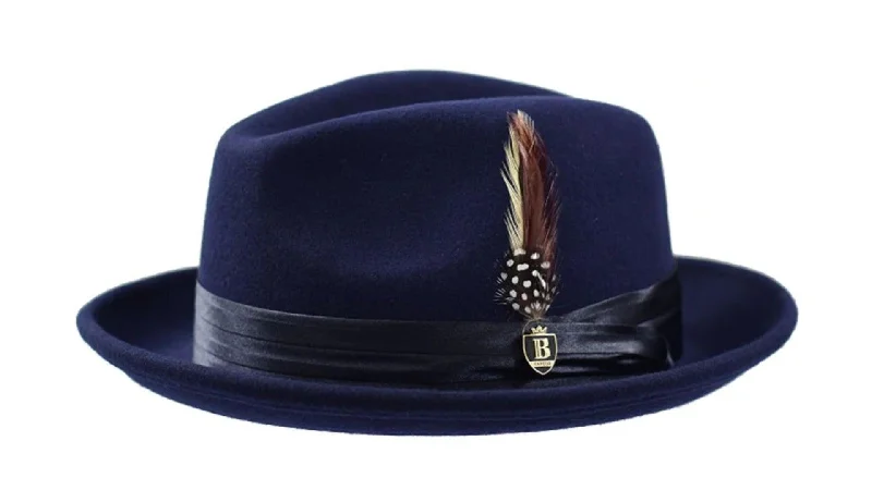 Fashion Wear Navy Fedora Wool Felt Dress Hat