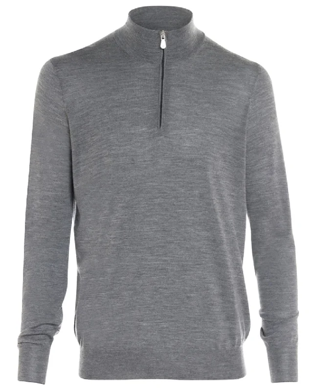 Personalized Outfit Charcoal Virgin Wool Blend Quarter Zip Sweater