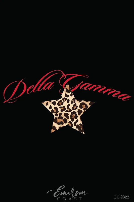 Delta Gamma Cheetah Star with Red Script Tshirt