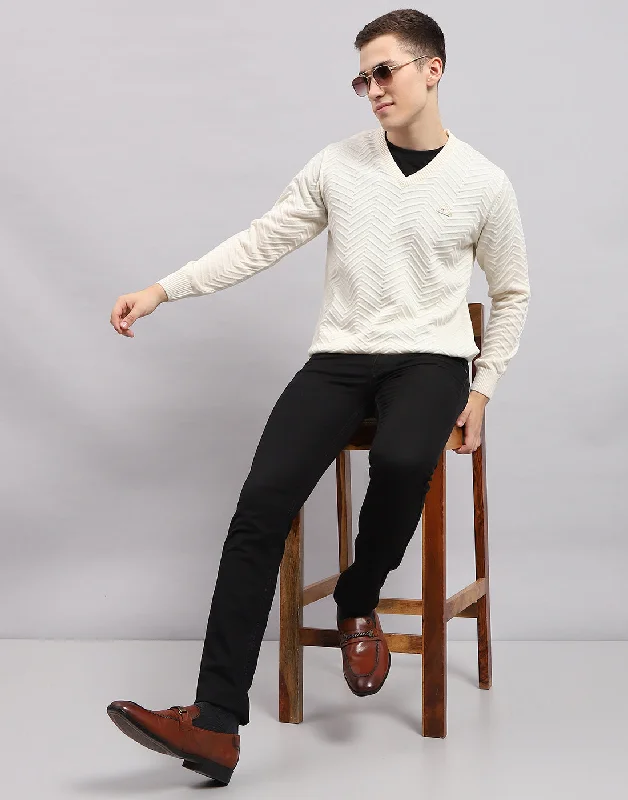Cozy Fashion Trends Men Pink Self Design V Neck Full Sleeve Pullover