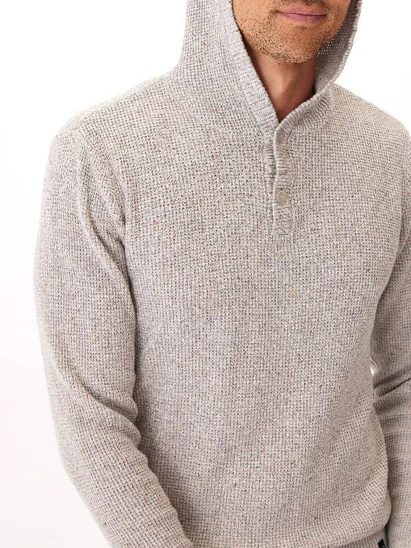 High Street Series Raja Waffle Knit Henley Hoodie Sweater