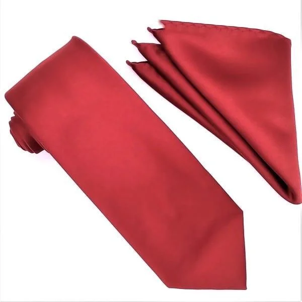 Elegant Comfort Medium Red Tie and Hanky Set