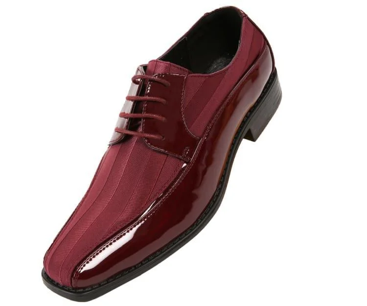Simple Style Men's Striped Satin and Matching Patent Upper Shoes Color Burgundy
