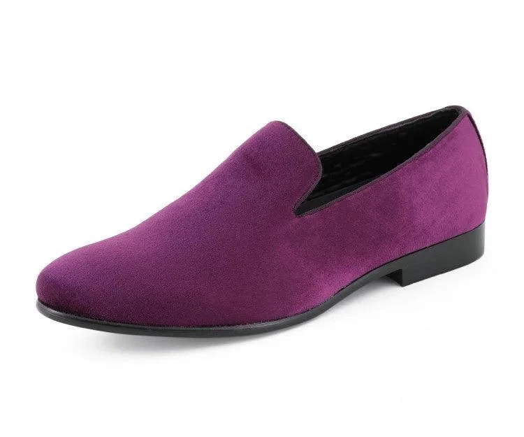Casual And Comfortable Purple Suede Smoking Slipper Shoes