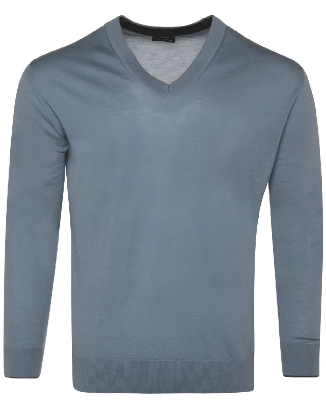 Breathable Design Midgrey Cashmere V-Neck Sweater