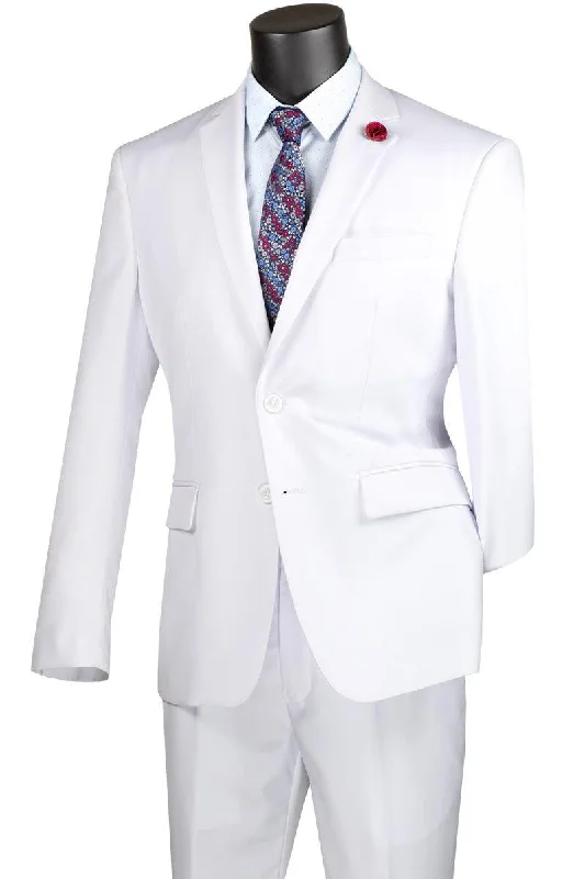 Soft And Comfortable White Regular Fit Two Piece Suit