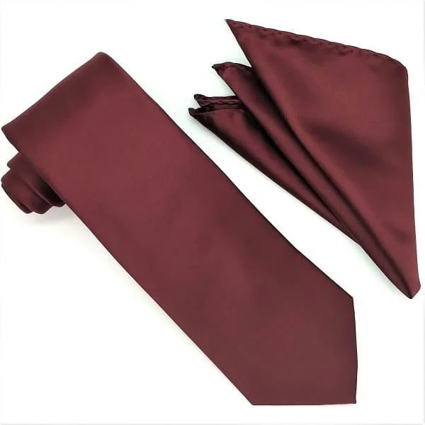 Casual Chic Burgundy Tie and Hanky Set