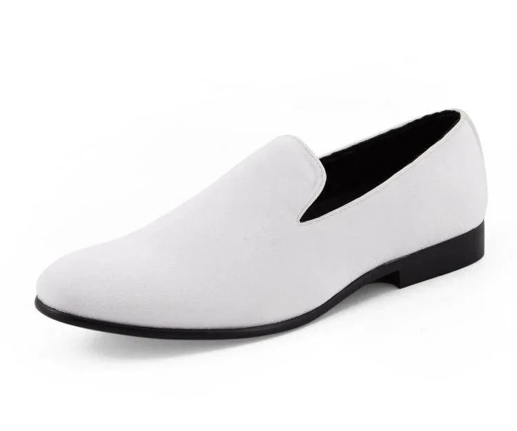 Fashion Style White Suede Smoking Slipper Shoes