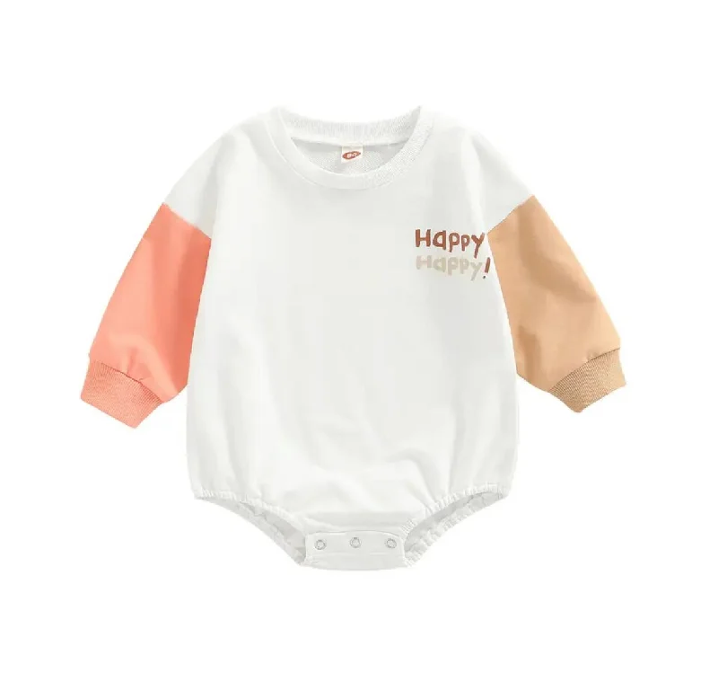 Soft Clothing Happy Sweatshirt Romper