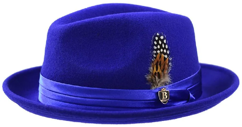 Autumn Selection Royal Blue Fedora Wool Felt Dress Hat