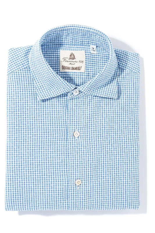 Warm Atmosphere Hexie Cotton Check in Blue