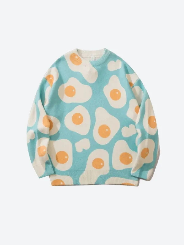 Elegant Comfort Sunny Side-Up Egg Sweater
