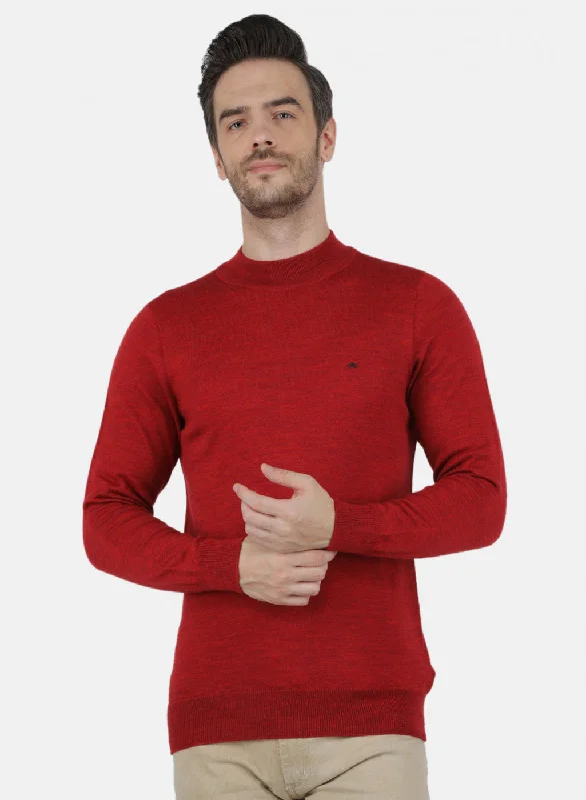 Men Red Solid Pullover