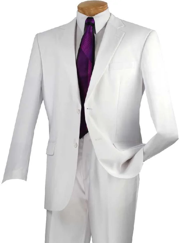 Party Wear Executive 2 Piece Regular Fit Suit Color White