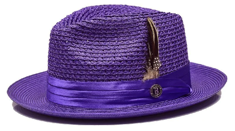 High-end Fashion Purple Fedora Braided Straw Hat