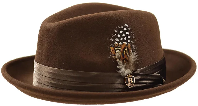 Spring Fashion Brown Fedora Wool Felt Dress Hat