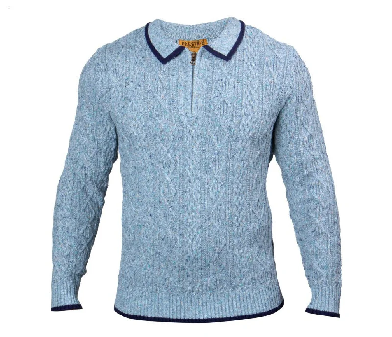 Luxury Temperament Prestige Polo Wool Blend Cable Sweater