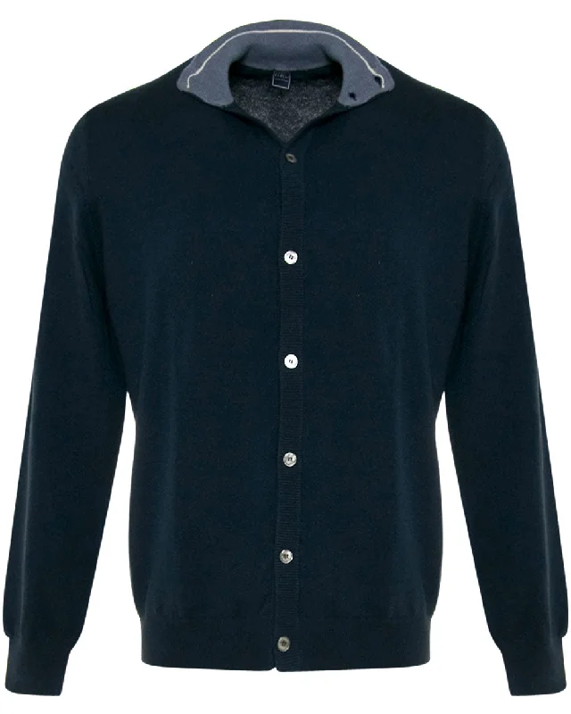 High Street Fashion Navy Button Cardigan