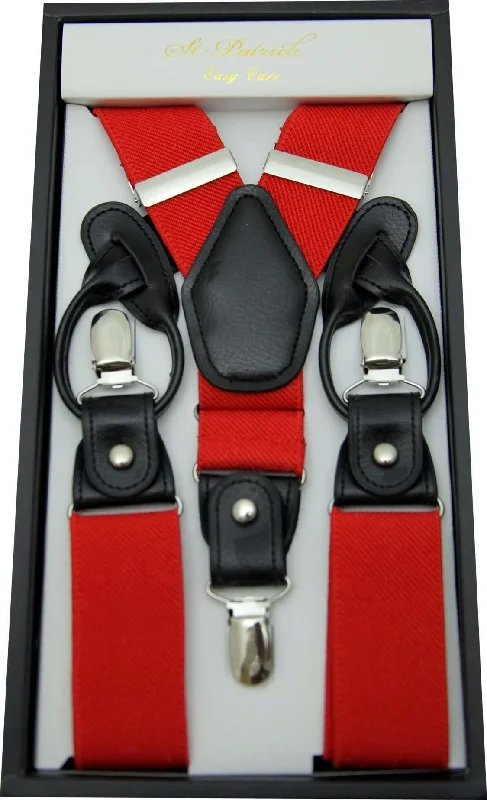 Trendy Looks Red Convertible Suspender Clip & Button