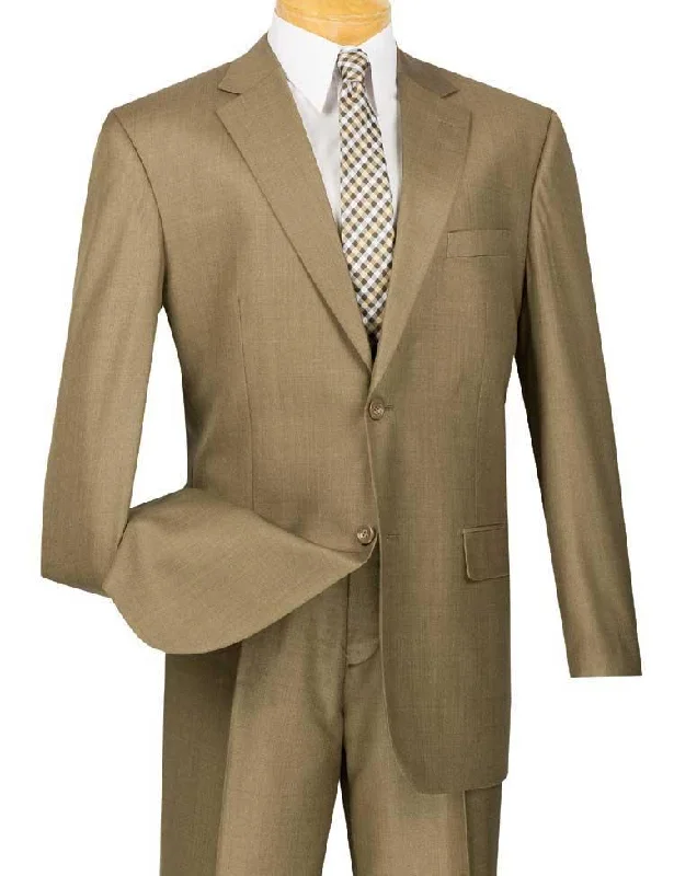 Weekend Comfort Wear Classic Fit Sharkskin 2 Piece Suit Color Taupe