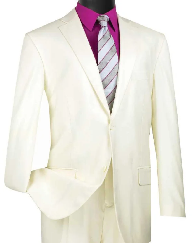 Cozy Fashion Trends Executive Classic Fit Two Piece Suit Color Solid Ivory