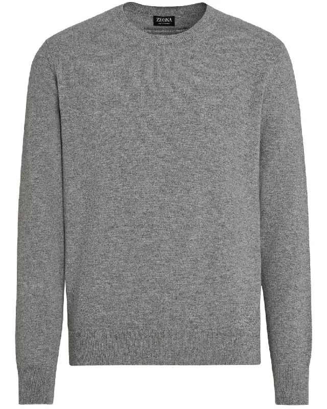 Tropical Style Grey Oasi Cashmere Crewneck Sweater