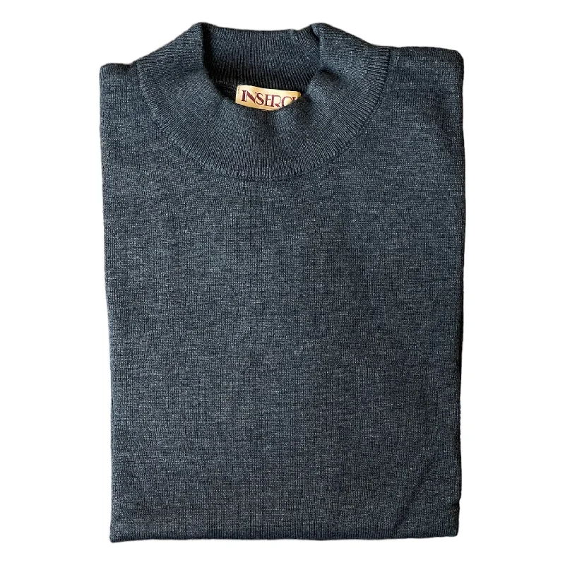 Trendy Comfort Inserch Cotton Blend Mock Sweater (Charcoal Gray)