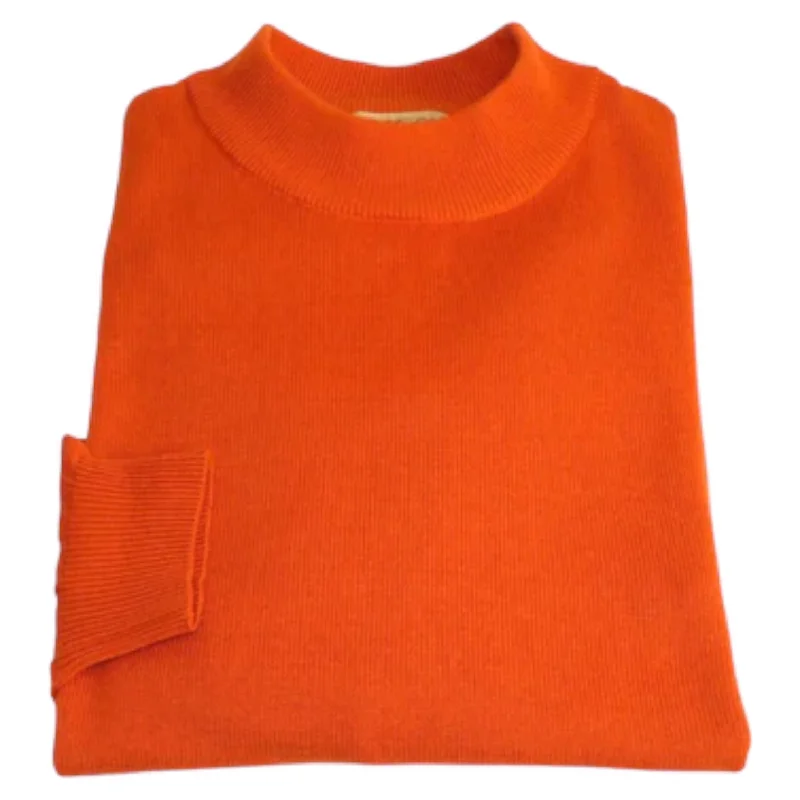 Versatile Style Inserch Cotton Blend Mock Sweater (Orange)