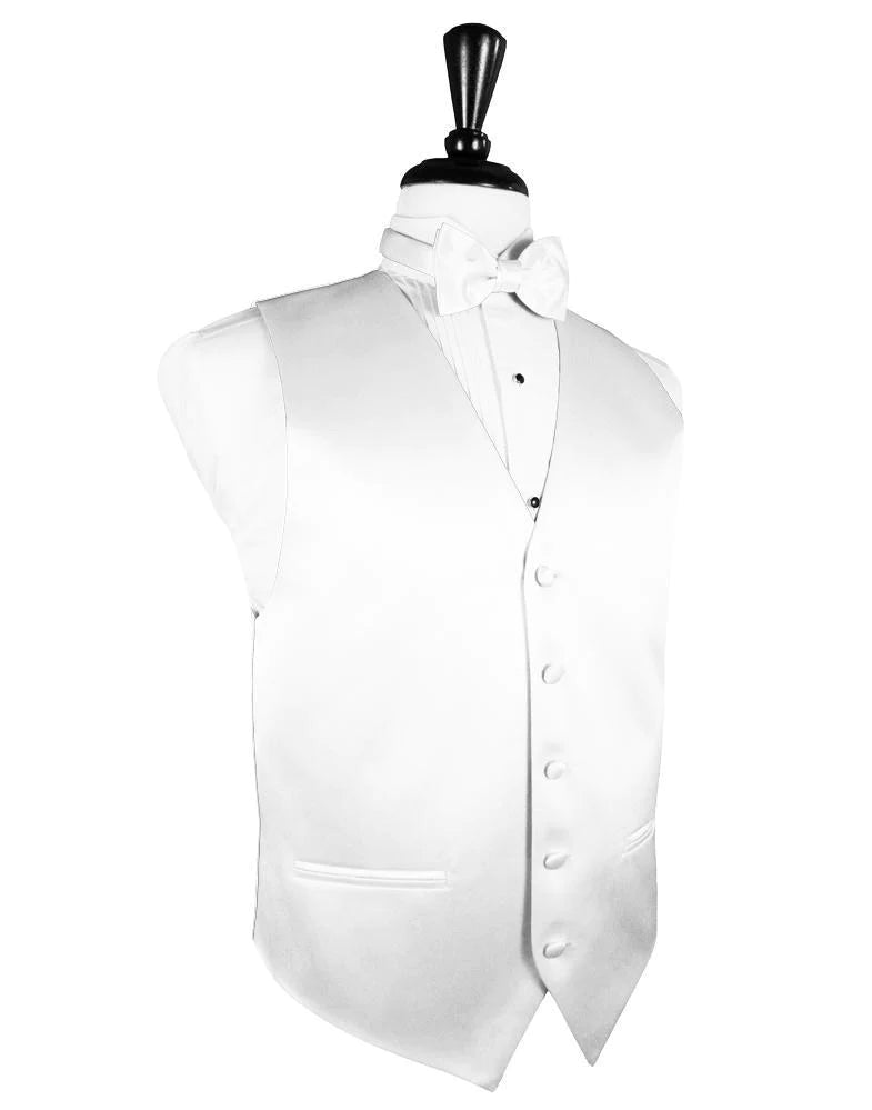 Stylish Wear Ferrecci Mens Solid White Luxury Satin Tuxedo Wedding Prom Grad Choir Band 4pc Vest Set