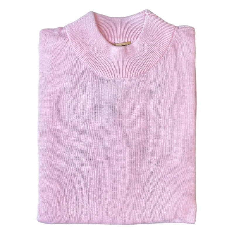 Soft Style Inserch Cotton Blend Mock Sweater (Pink)