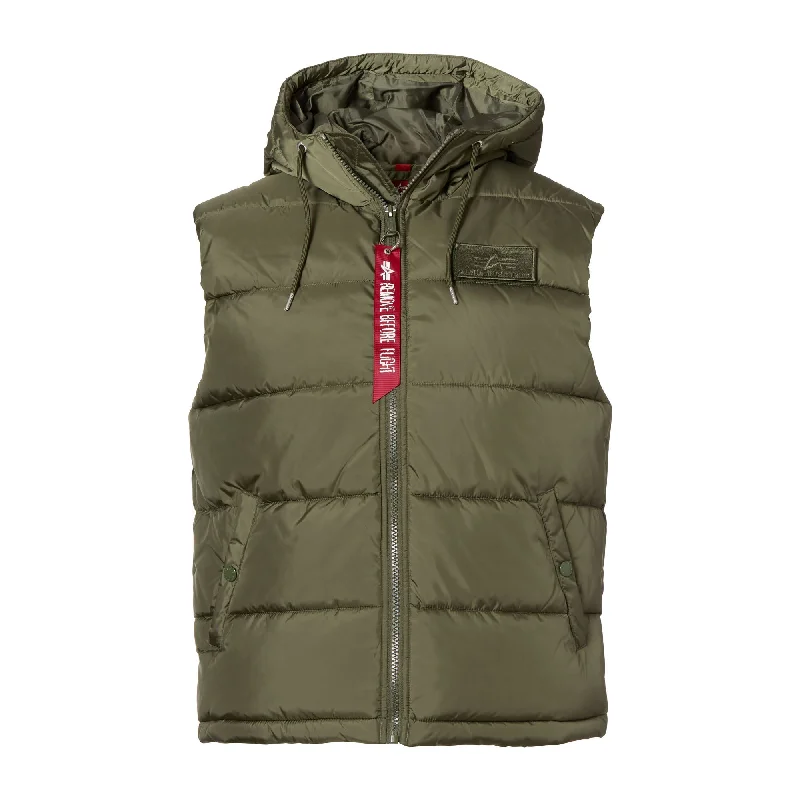 Playful Style Hooded Puffer Vest FD sage green