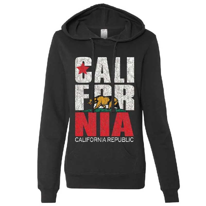 French Style California Republic Vintage Retro Ladies Lt./Wt. Hoodie