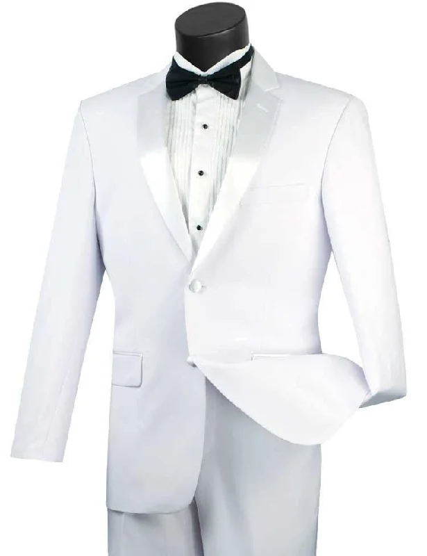 Soft Relaxation Wear Slim Fit White 2 Piece Tuxedo