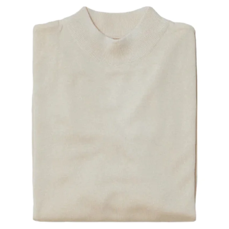 Breezy Style Inserch Cotton Blend Mock Sweater (Stone)