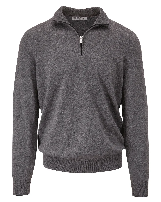Sexy Fun Charcoal Cashmere Half-Zip Sweater