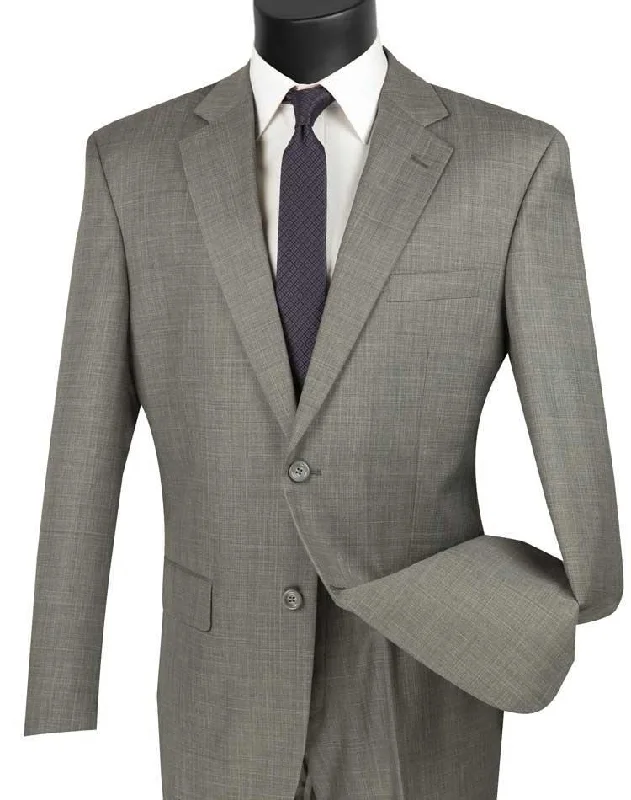Cozy Essentials Classic Fit Sharkskin 2 Piece Suit Color Gray