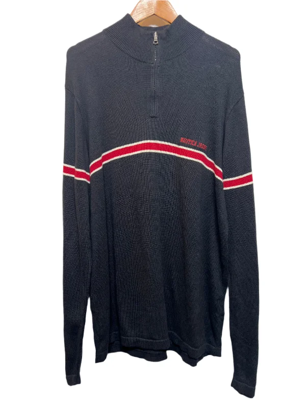 Summer Comfort Nautica Jeans Striped Navy Quarter Zip (Size XL)