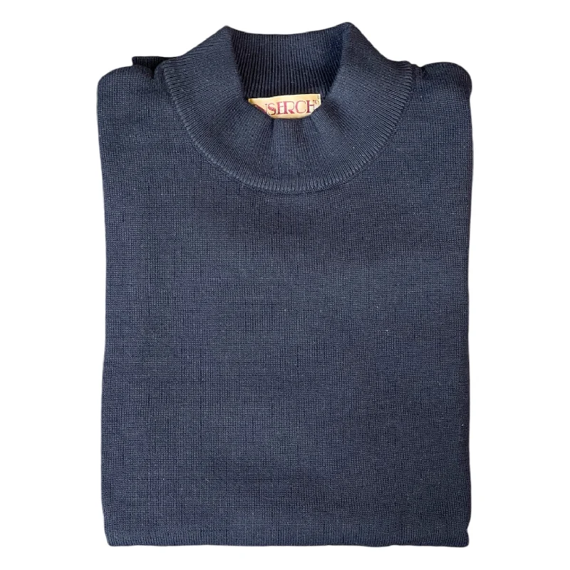 Fashion Concept Inserch Cotton Blend Mock Sweater (Navy)